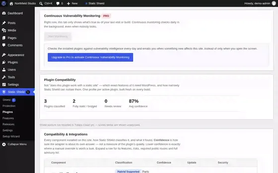 Plugins screen (static preview)